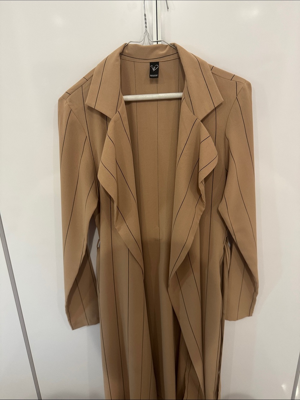 Windsor Tan Pinstripe Trench Coat